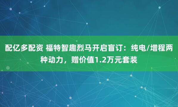 配亿多配资 福特智趣烈马开启盲订：纯电/增程两种动力，赠价值1.2万元套装
